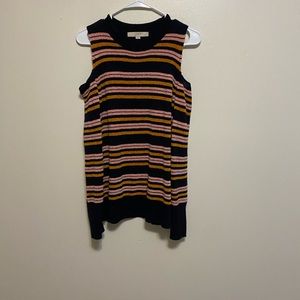 Loft COLD SHOULDER STRIPED SWEATER